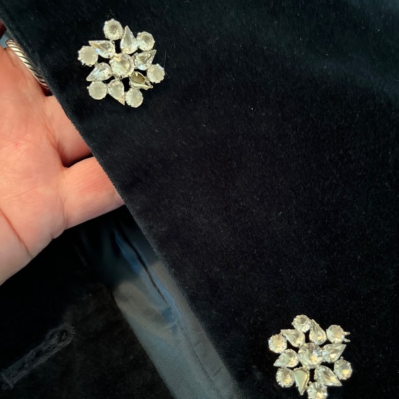 JUDITH HART Size 14 Green Velvet Blazer 2 Rhinestone Buttons Holiday Cotton $139 - Picture 12 of 12